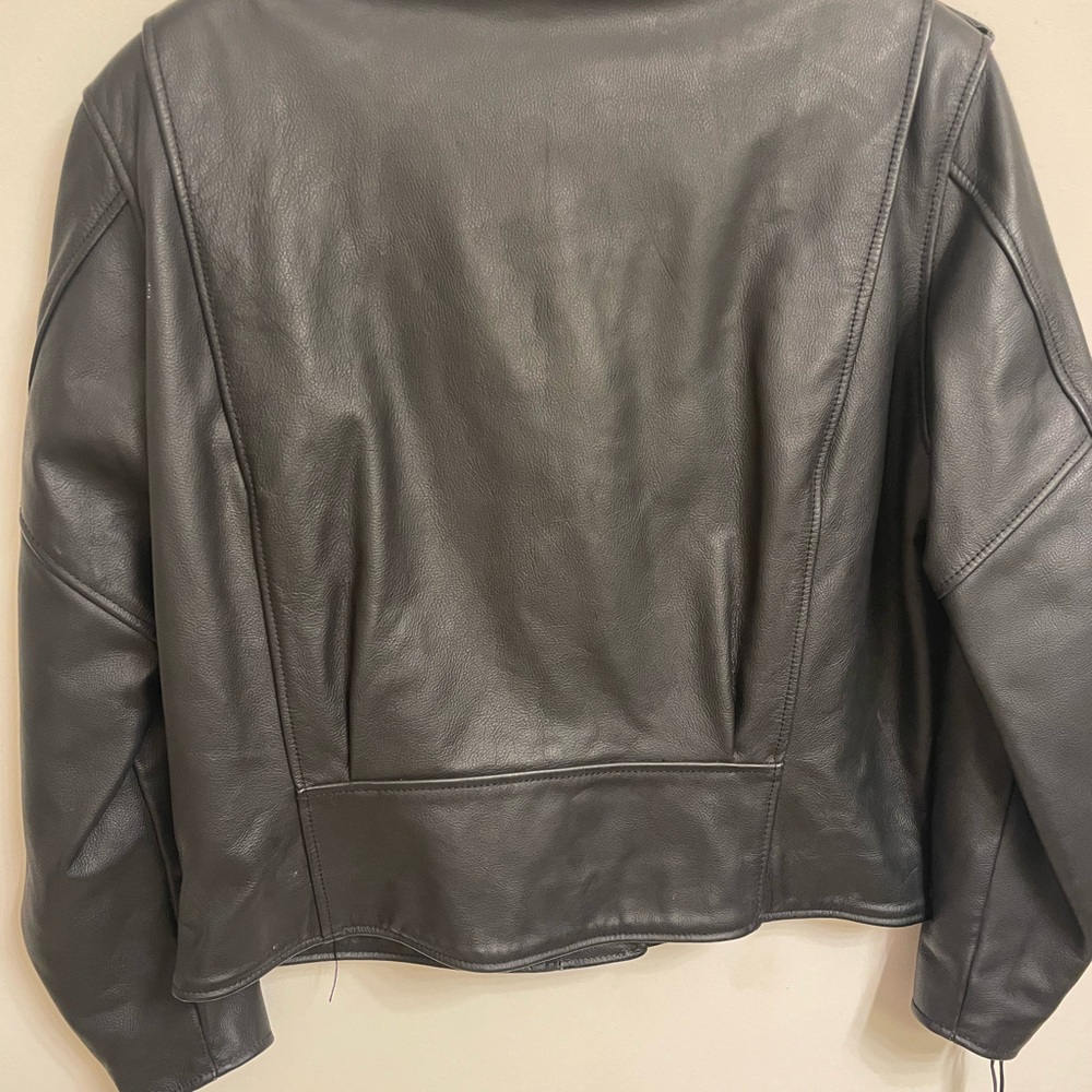 Harley Davidson Black Leather Jacket Large Vintage Full Zip - Picture 11 of 12